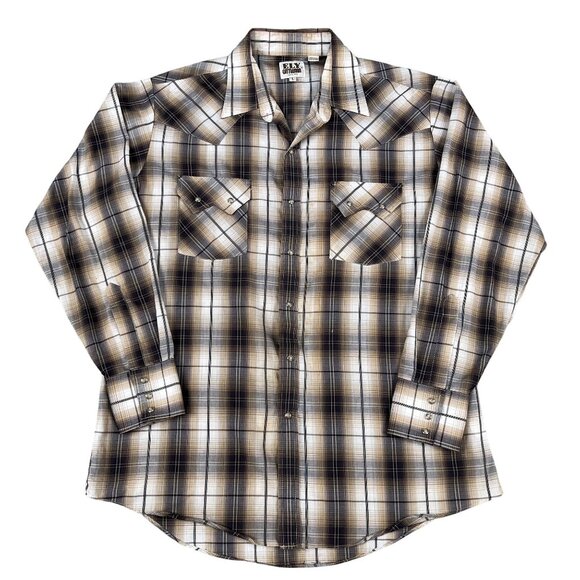 Ely Cattleman Pearl Snap Button Western Wear Shirt Sz Large - Picture 1 of 7